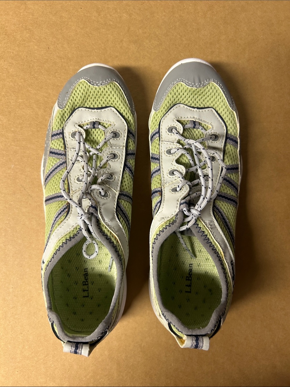 L.L. Bean Lime Green and Gray Mesh Sneakers.